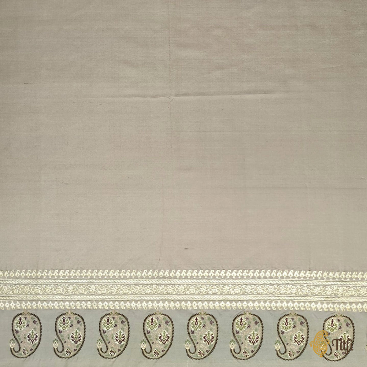 Taupe Pure Katan Silk Banarasi Handloom Saree