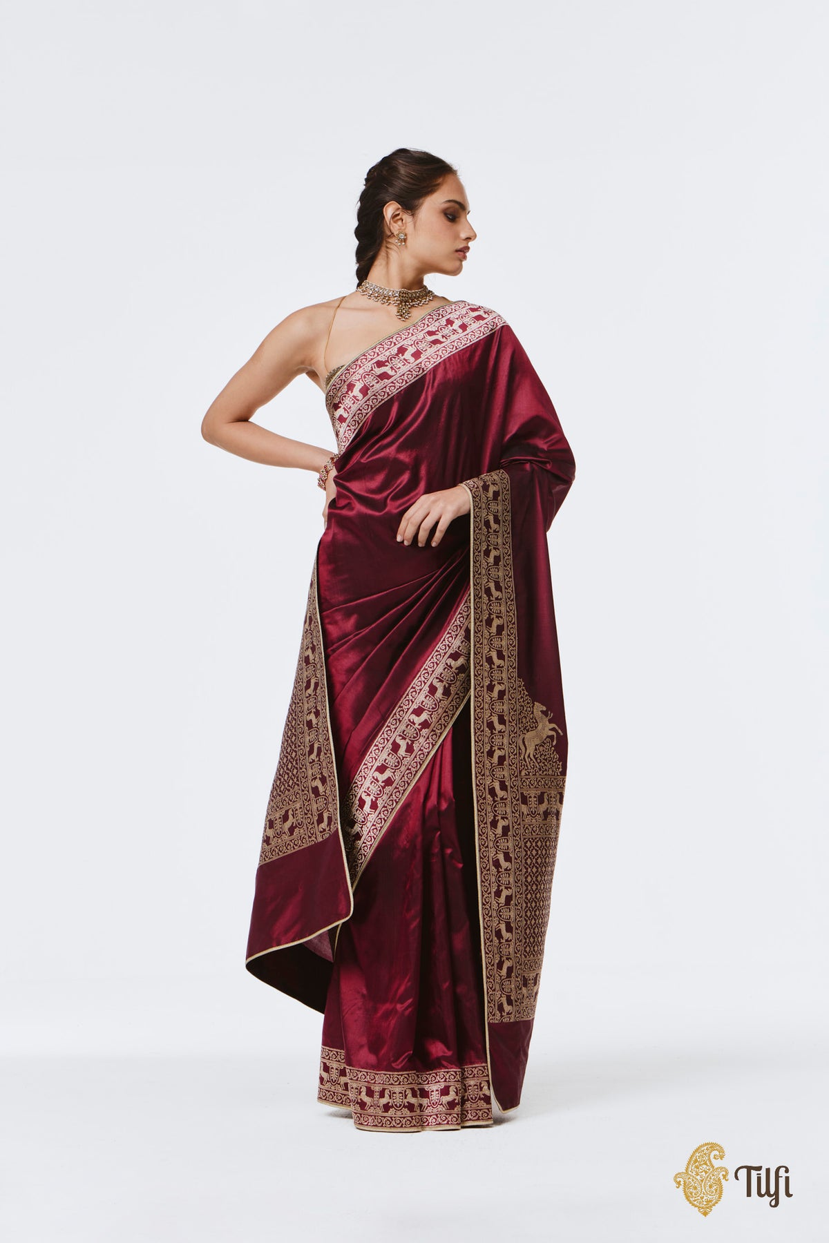 Pre-Order: 'Jaya' Deep Maroon Pure Katan Silk Banarasi Handloom Saree