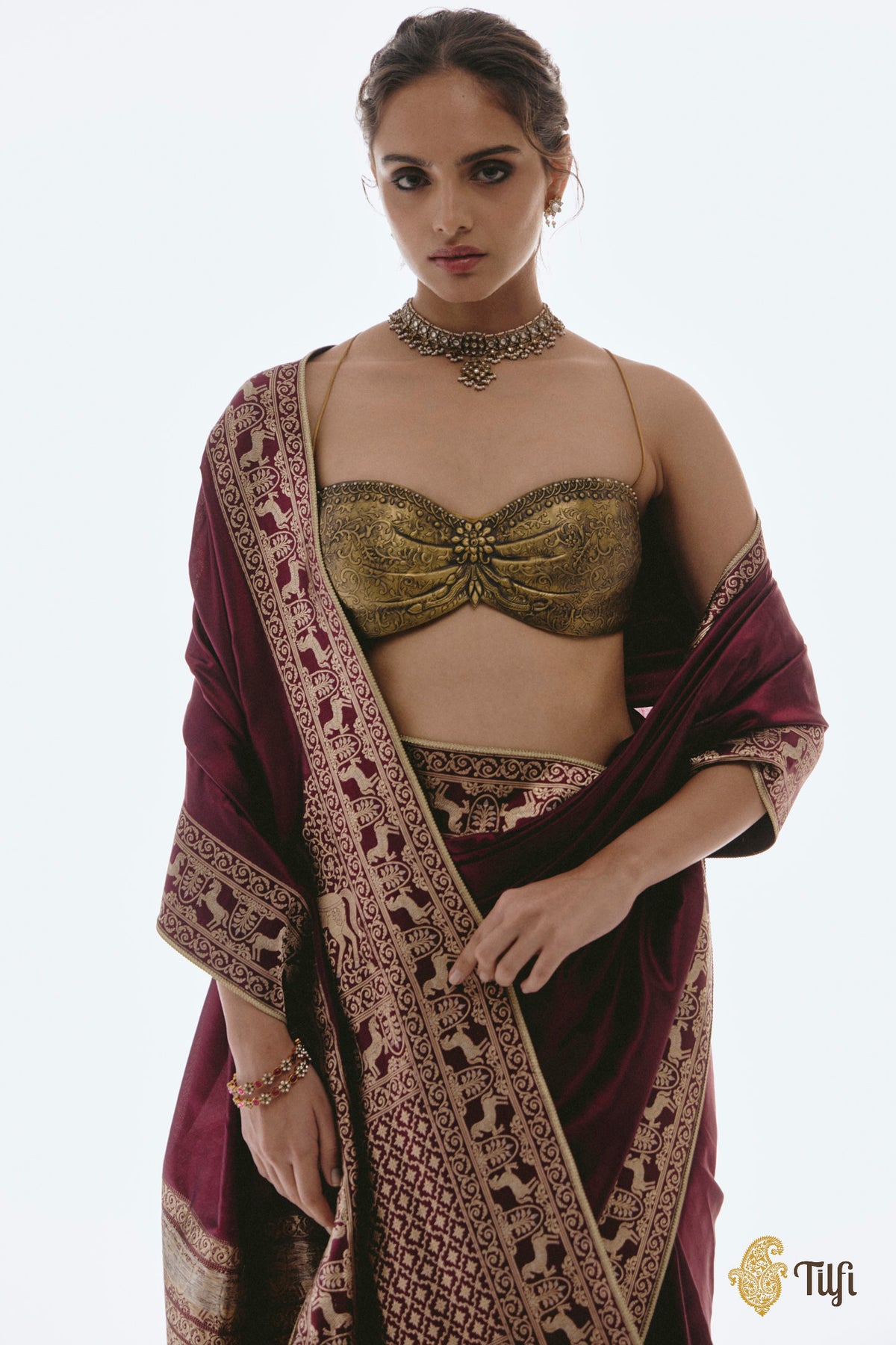 Pre-Order: 'Jaya' Deep Maroon Pure Katan Silk Banarasi Handloom Saree