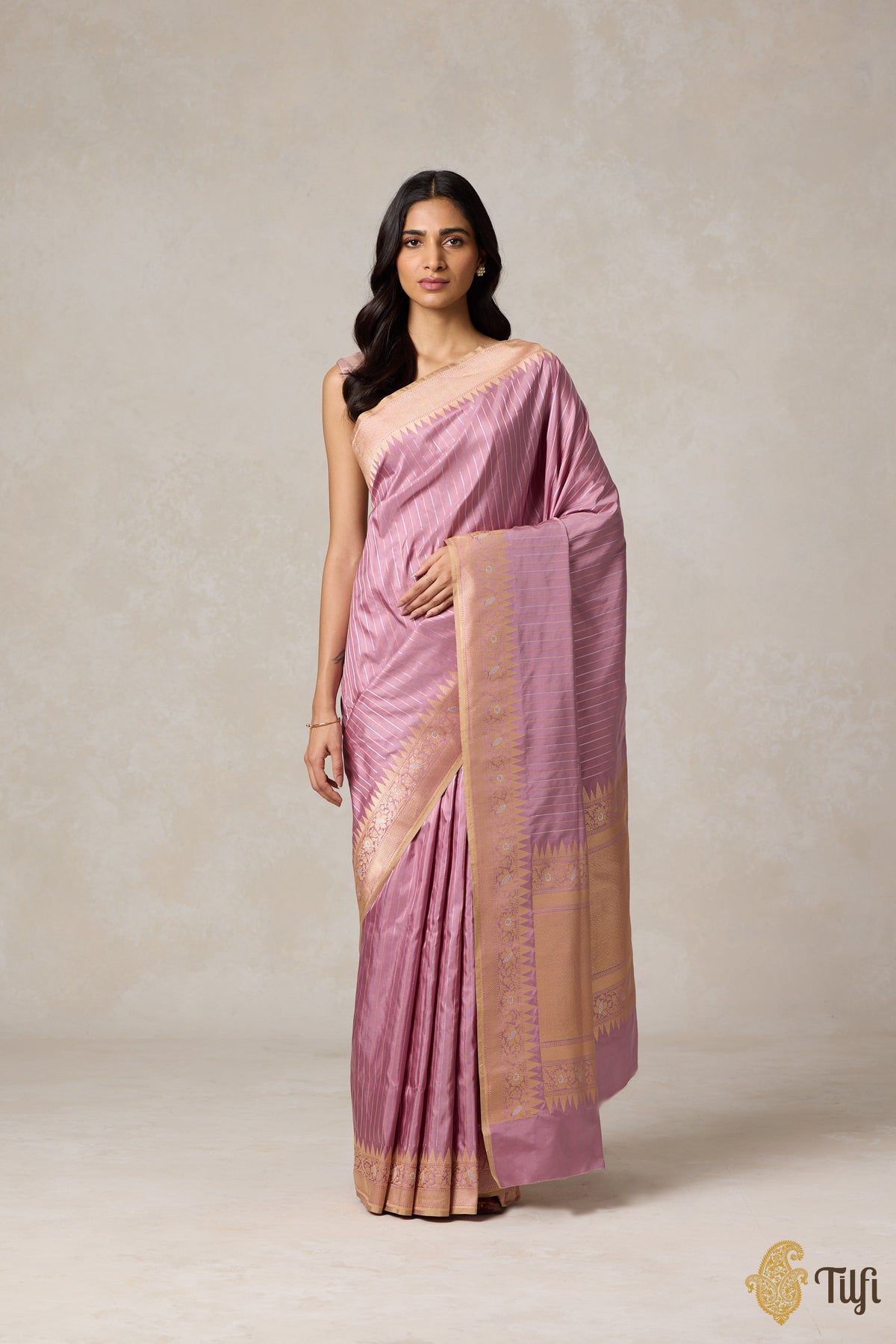 Light Mauvish Pink Pure Katan Silk Banarasi Handloom Saree