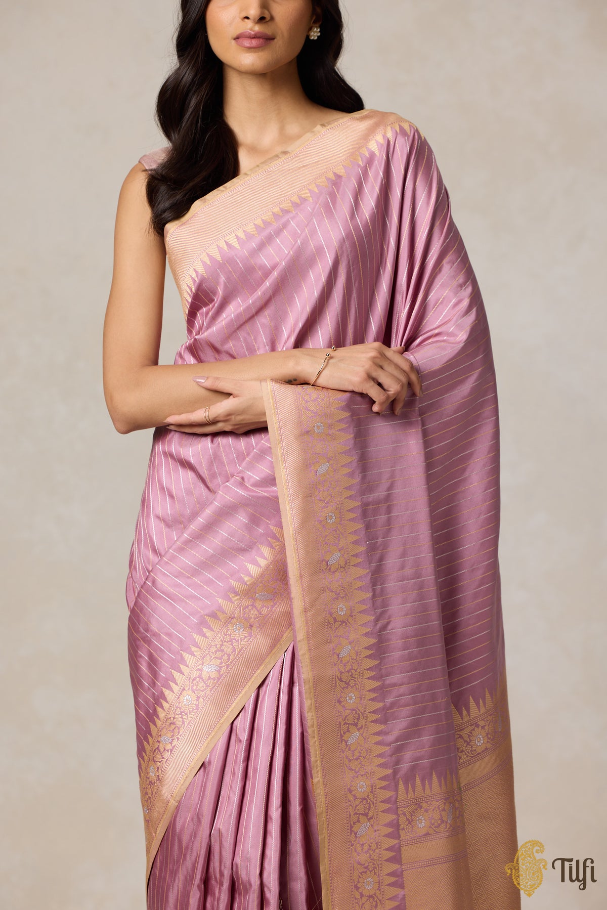 Light Mauvish Pink Pure Katan Silk Banarasi Handloom Saree