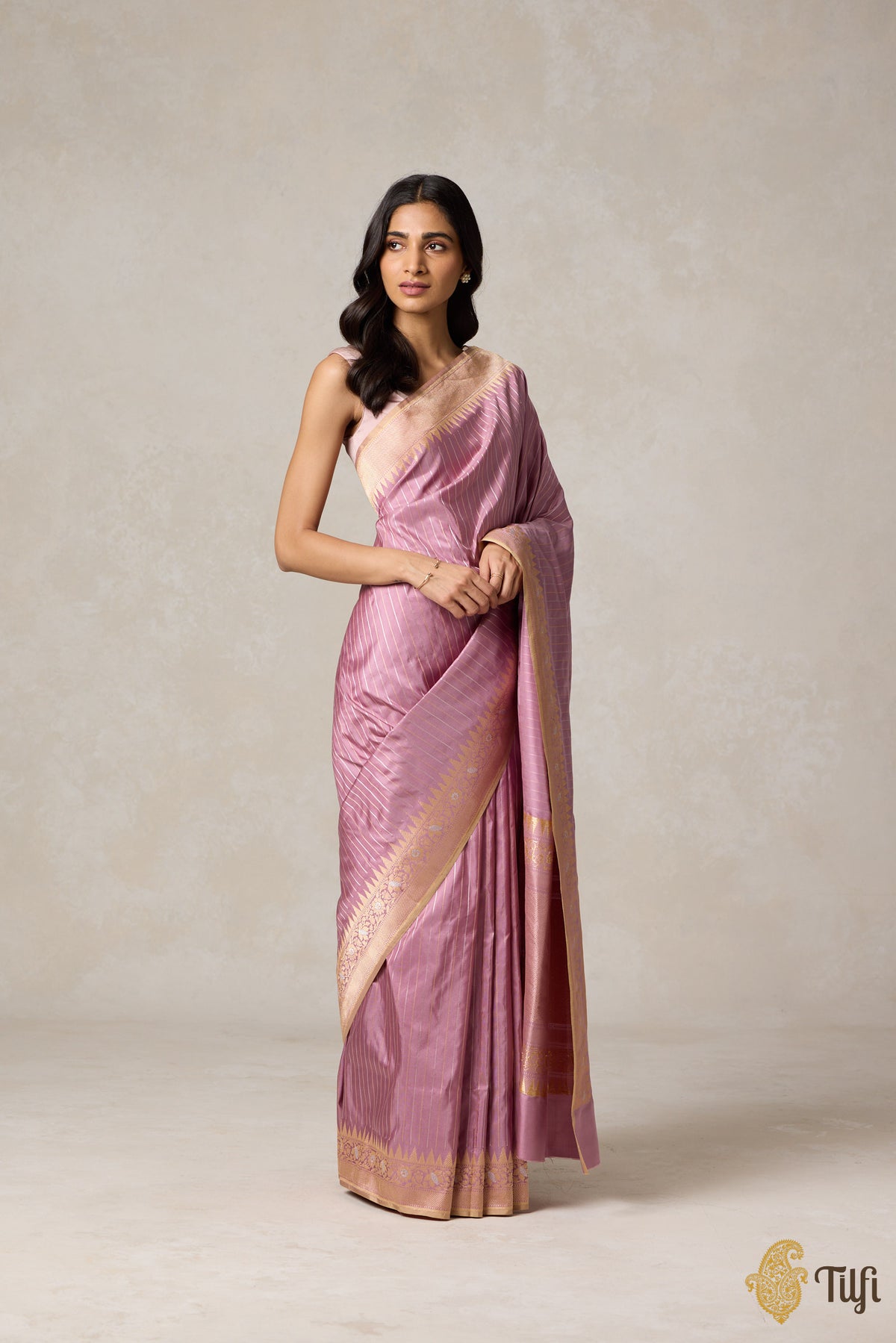 Light Mauvish Pink Pure Katan Silk Banarasi Handloom Saree