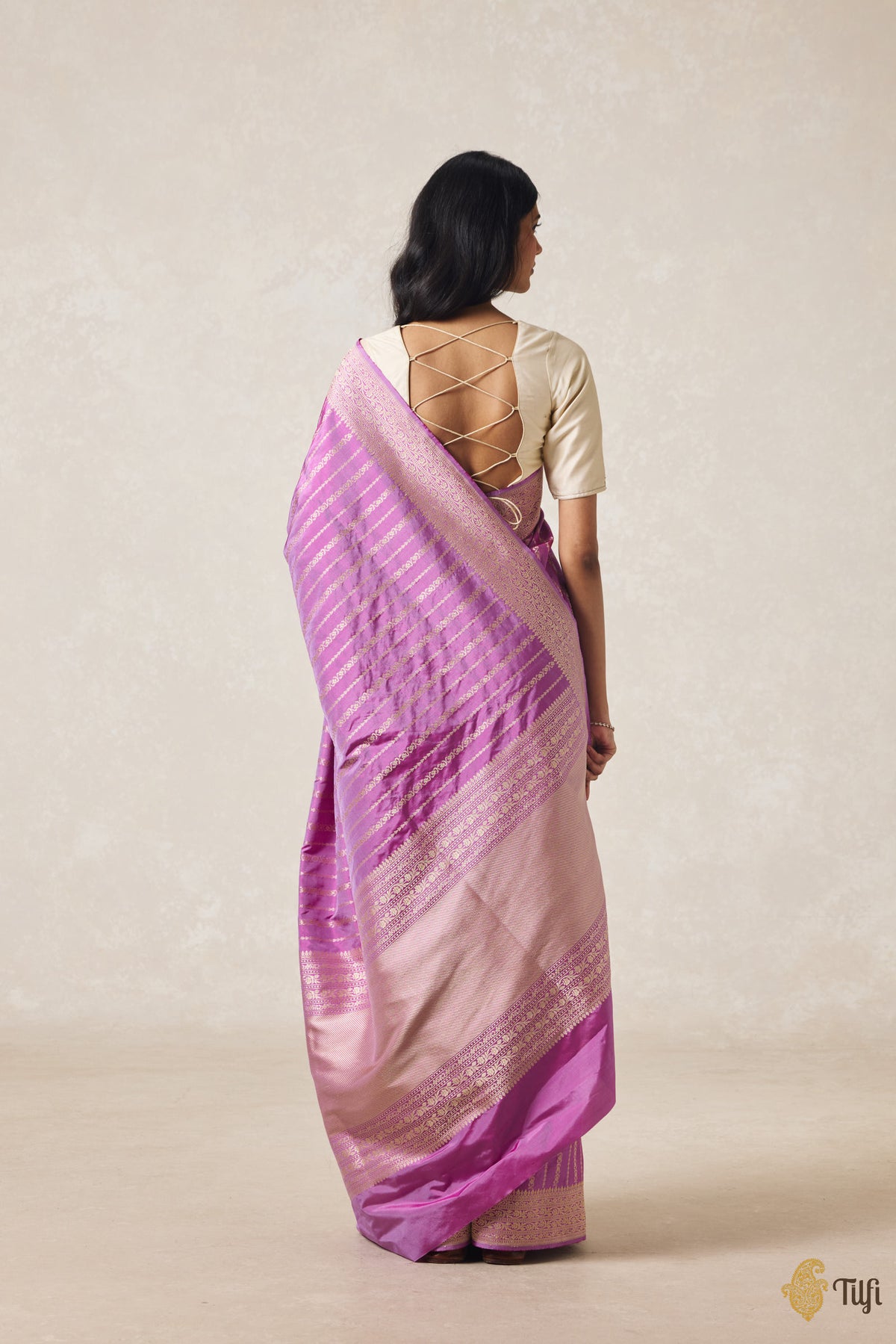 Purple-Pink Pure Katan Silk Banarasi Handloom Saree