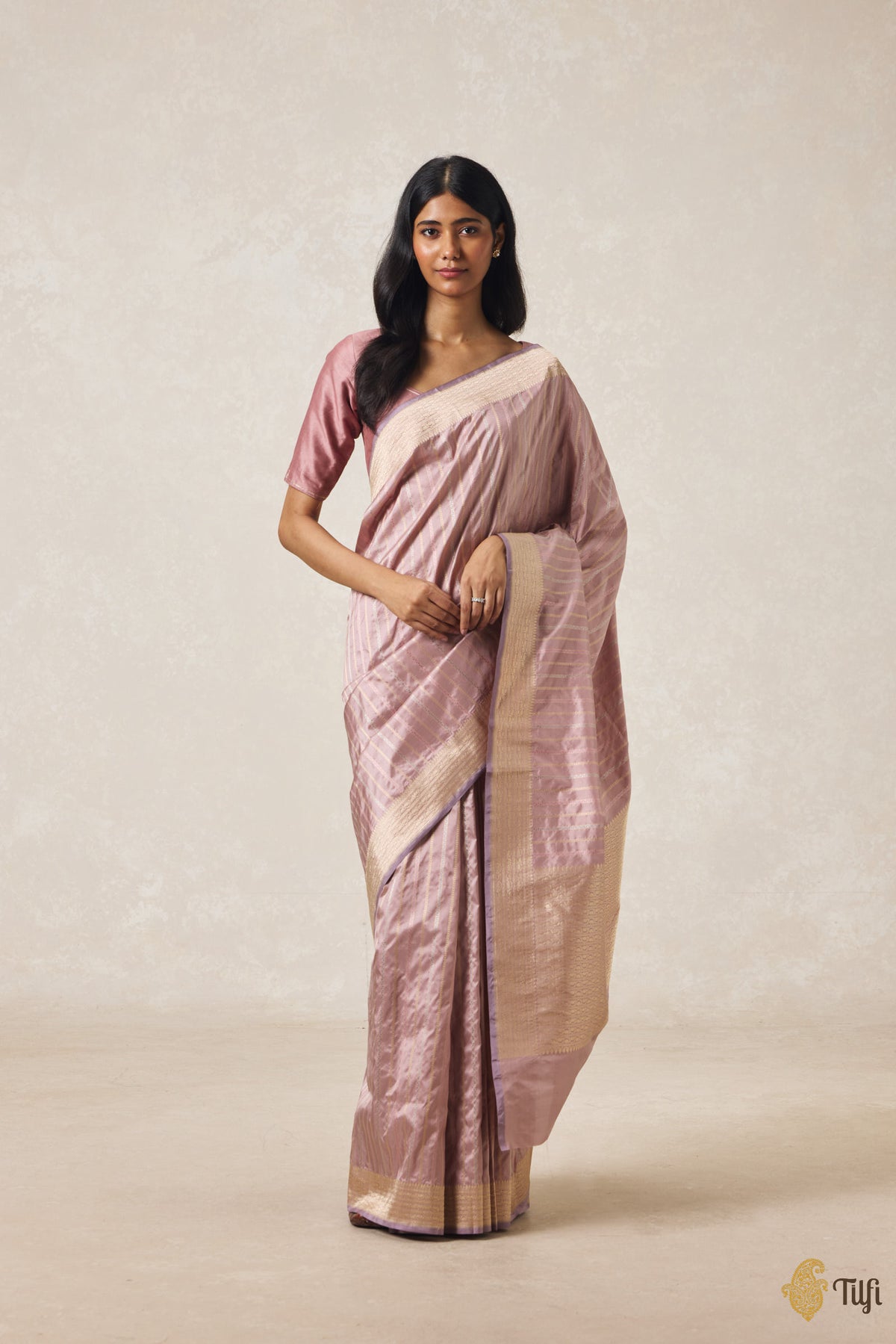 Dusty Pink Pure Katan Silk Banarasi Handloom Saree