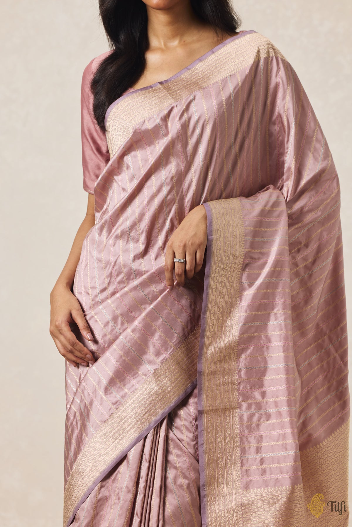 Dusty Pink Pure Katan Silk Banarasi Handloom Saree