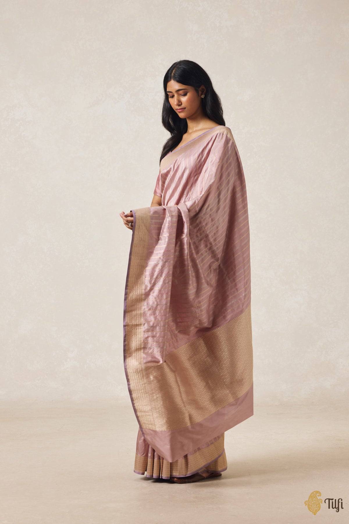 Dusty Pink Pure Katan Silk Banarasi Handloom Saree