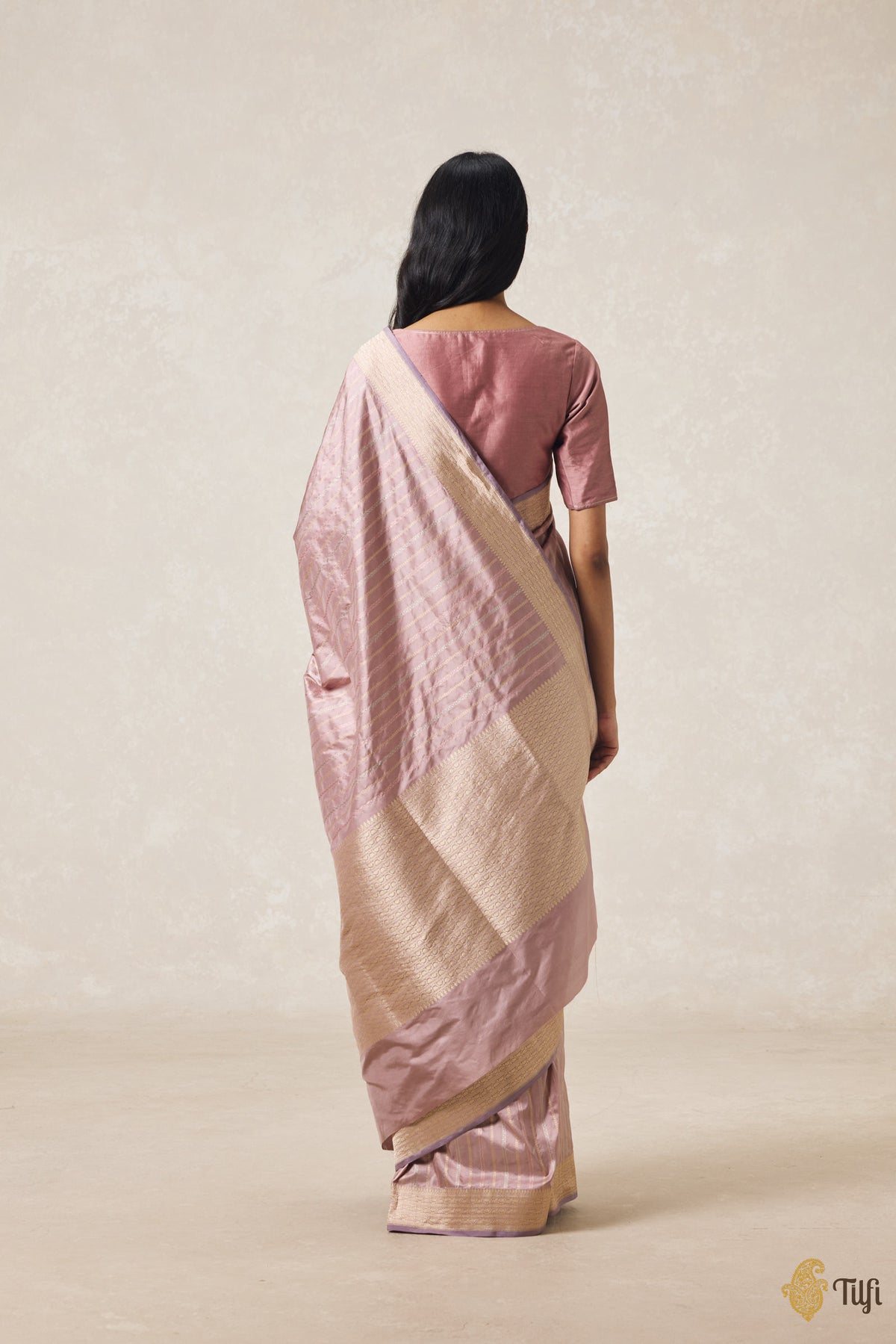 Dusty Pink Pure Katan Silk Banarasi Handloom Saree