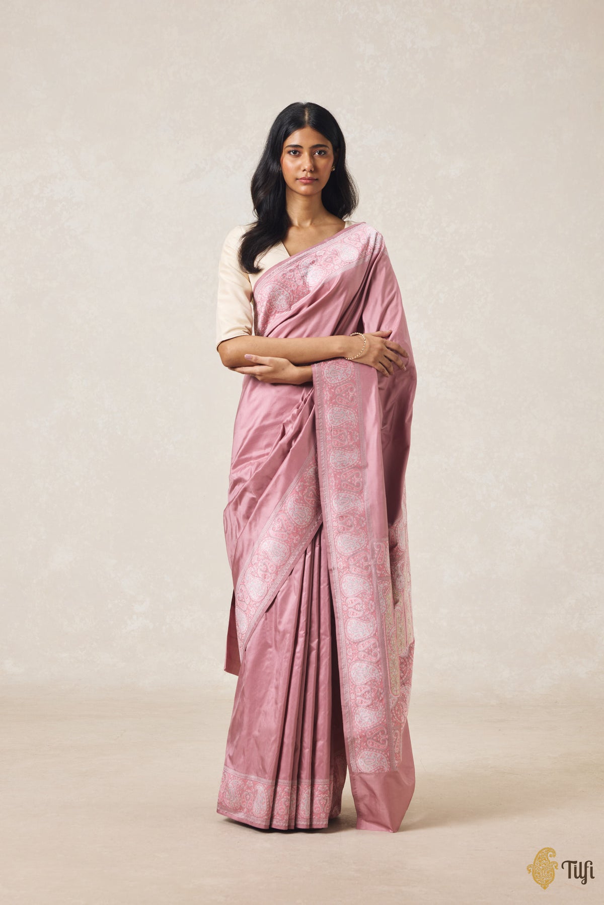Dusty Pink Pure Katan Silk Banarasi Handloom Saree