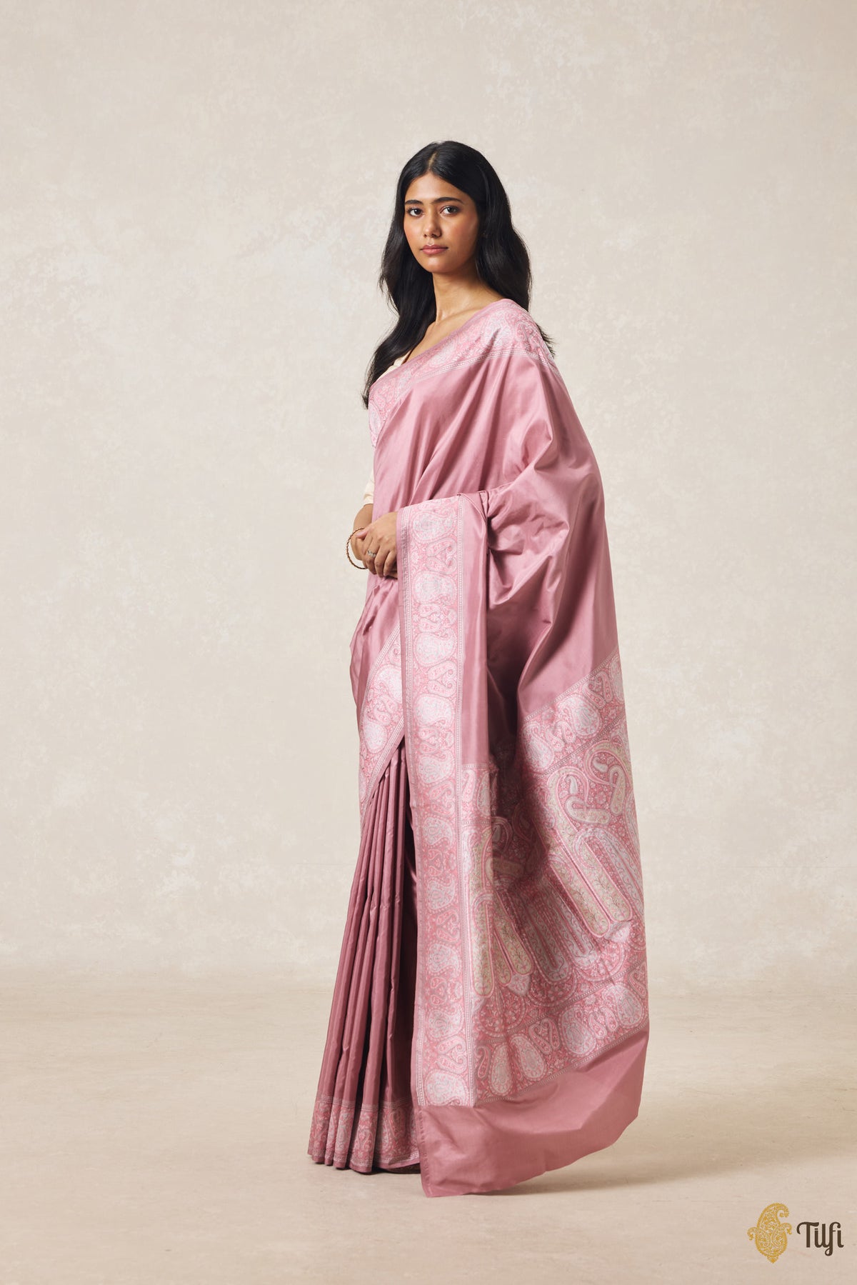 Dusty Pink Pure Katan Silk Banarasi Handloom Saree