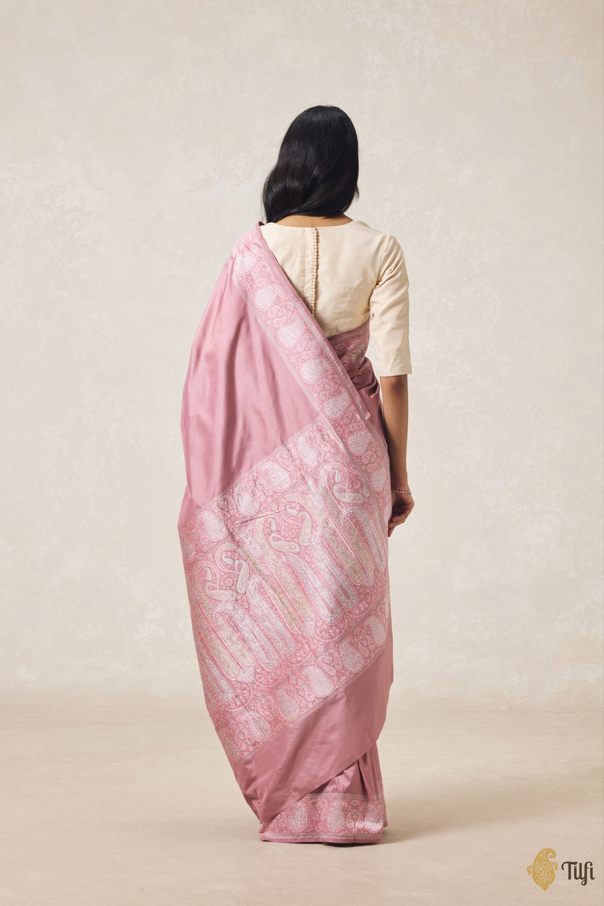 Dusty Pink Pure Katan Silk Banarasi Handloom Saree