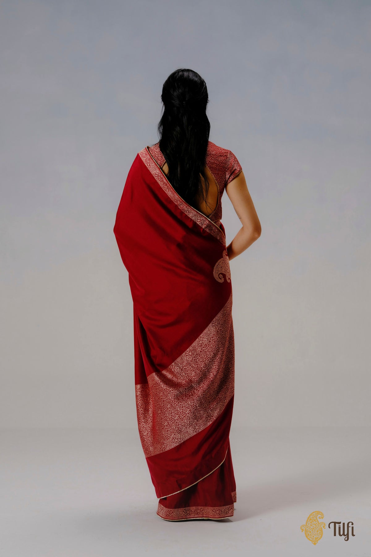 'Abha' Red Pure Katan Silk Banarasi Handloom Saree