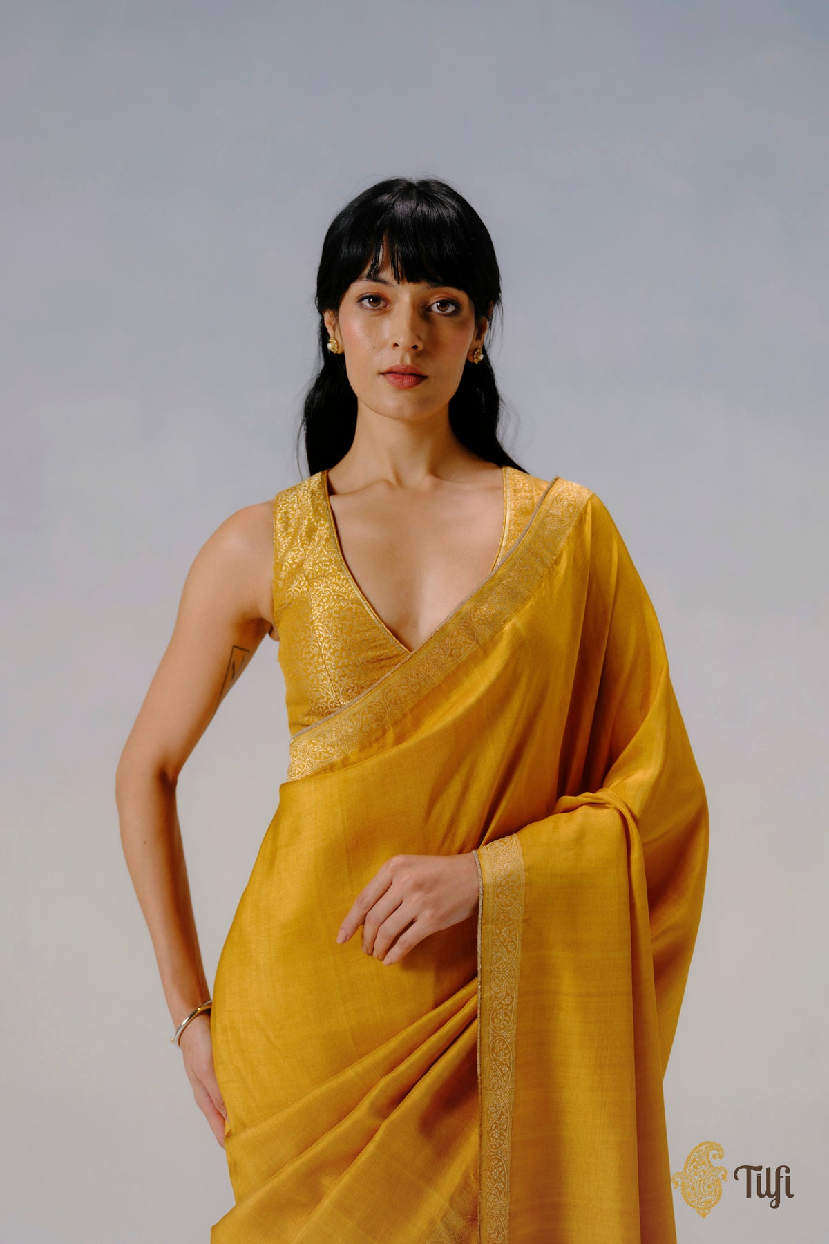 'Abha' Yellow Pure Katan Silk Banarasi Handloom Saree
