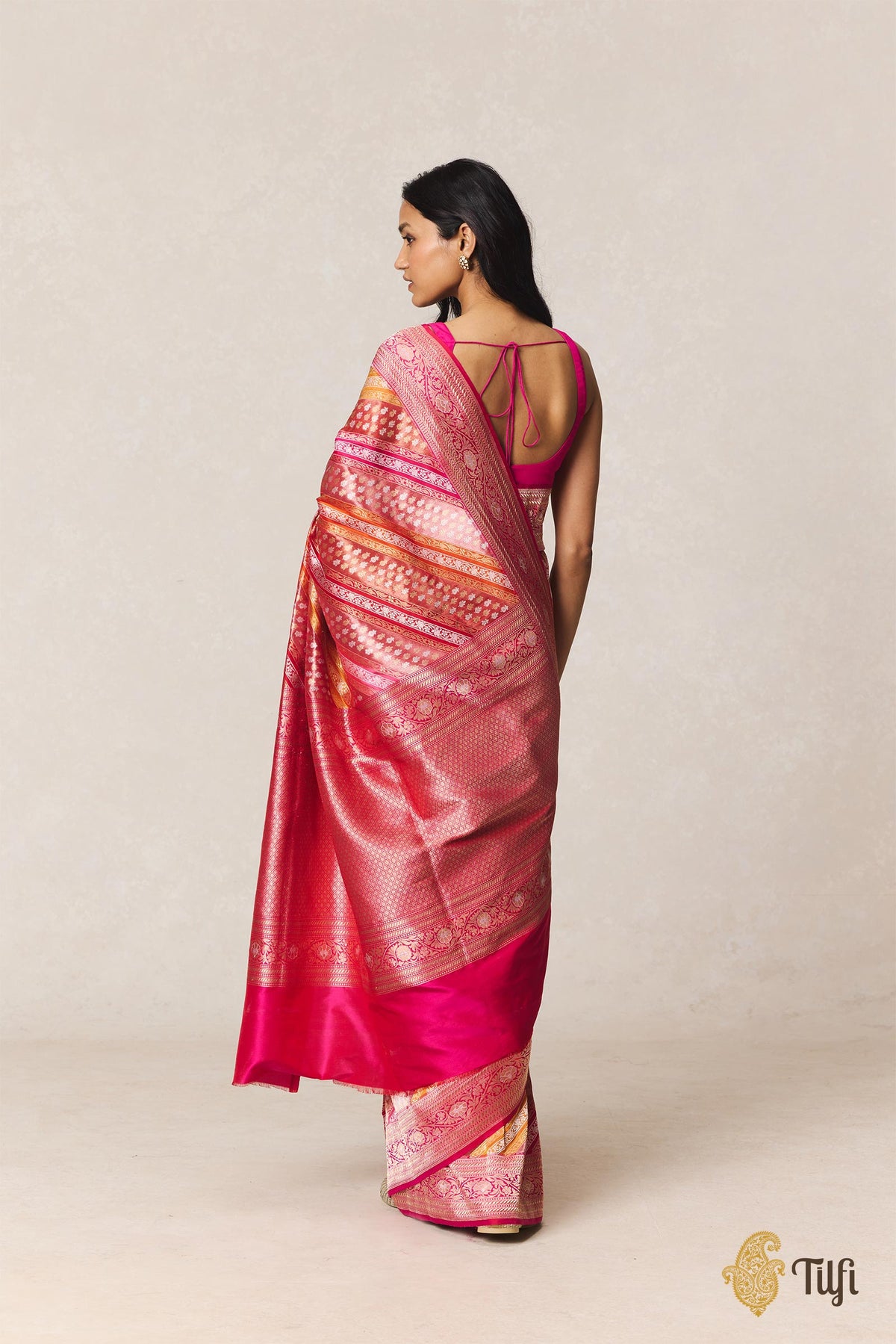Red Rani-Pink Pure Katan Silk Rangkat Banarasi Handloom Saree