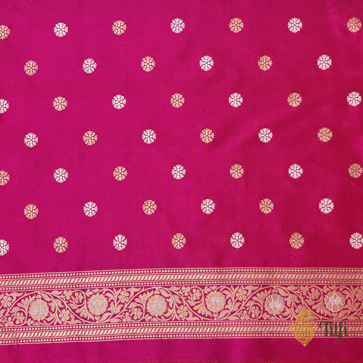 Red Rani-Pink Pure Katan Silk Rangkat Banarasi Handloom Saree