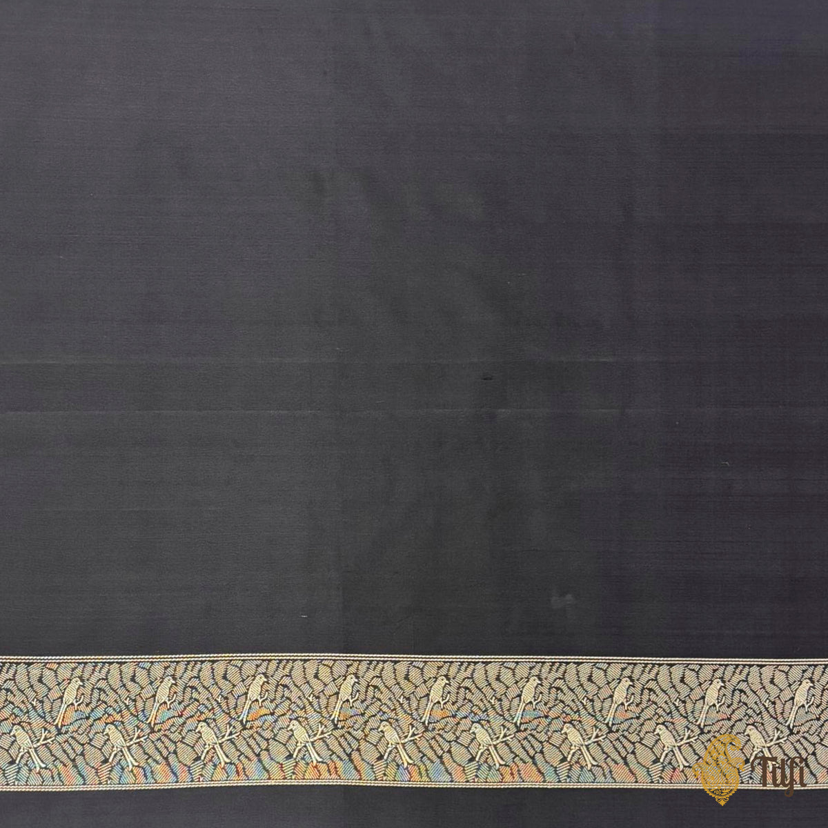 'Majestic Leap' Black Pure Katan Silk Banarasi Handloom Saree
