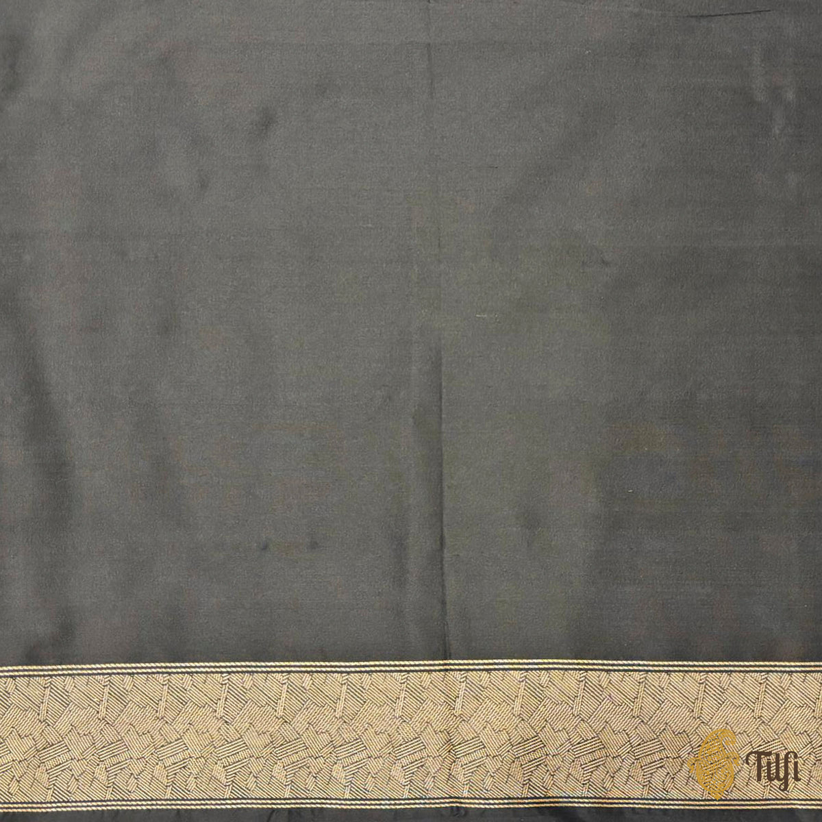 'Secrets of the Snow' Black Pure Katan Silk Banarasi Handloom Saree