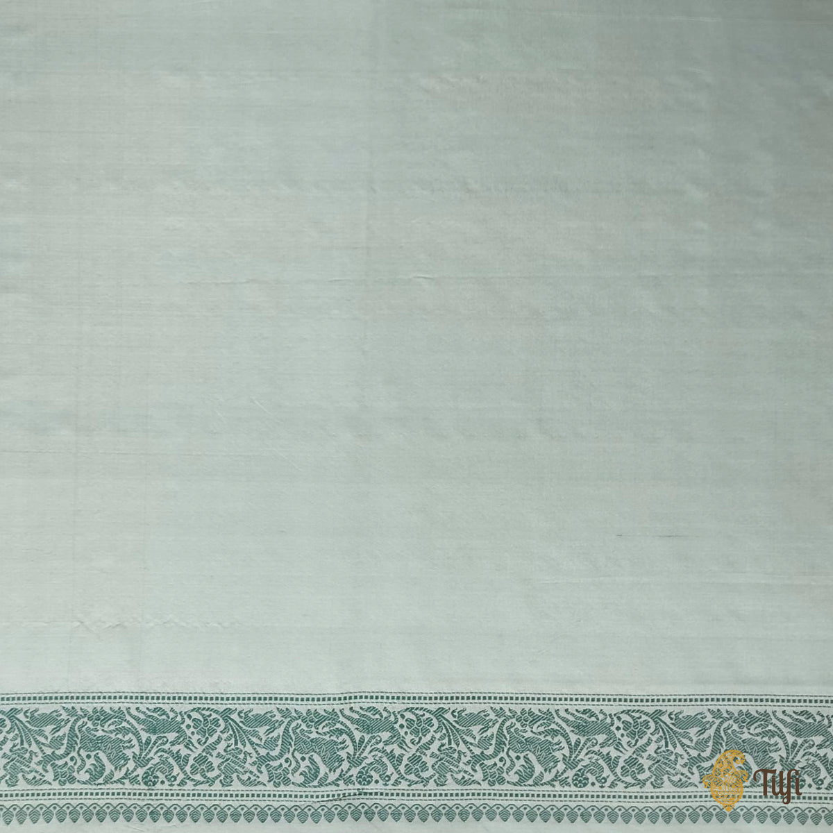 Light Aqua Green Pure Katan Silk Banarasi Shikargah Handloom Saree