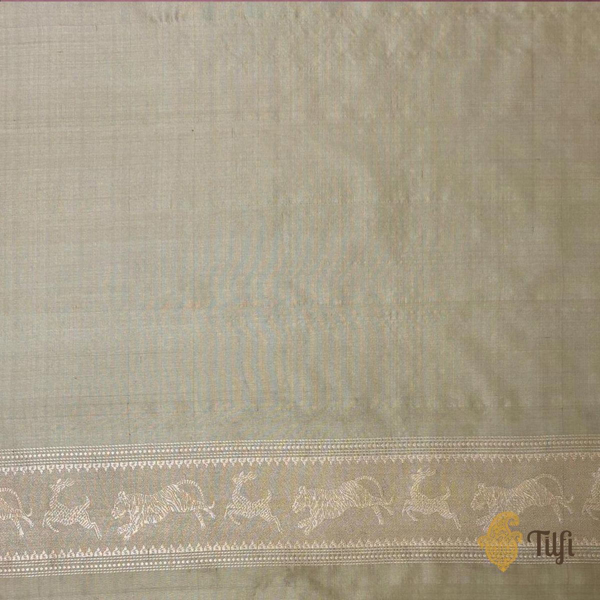 'Peacock on the Rampart' Light Green Pure Katan Silk Banarasi Handloom Saree