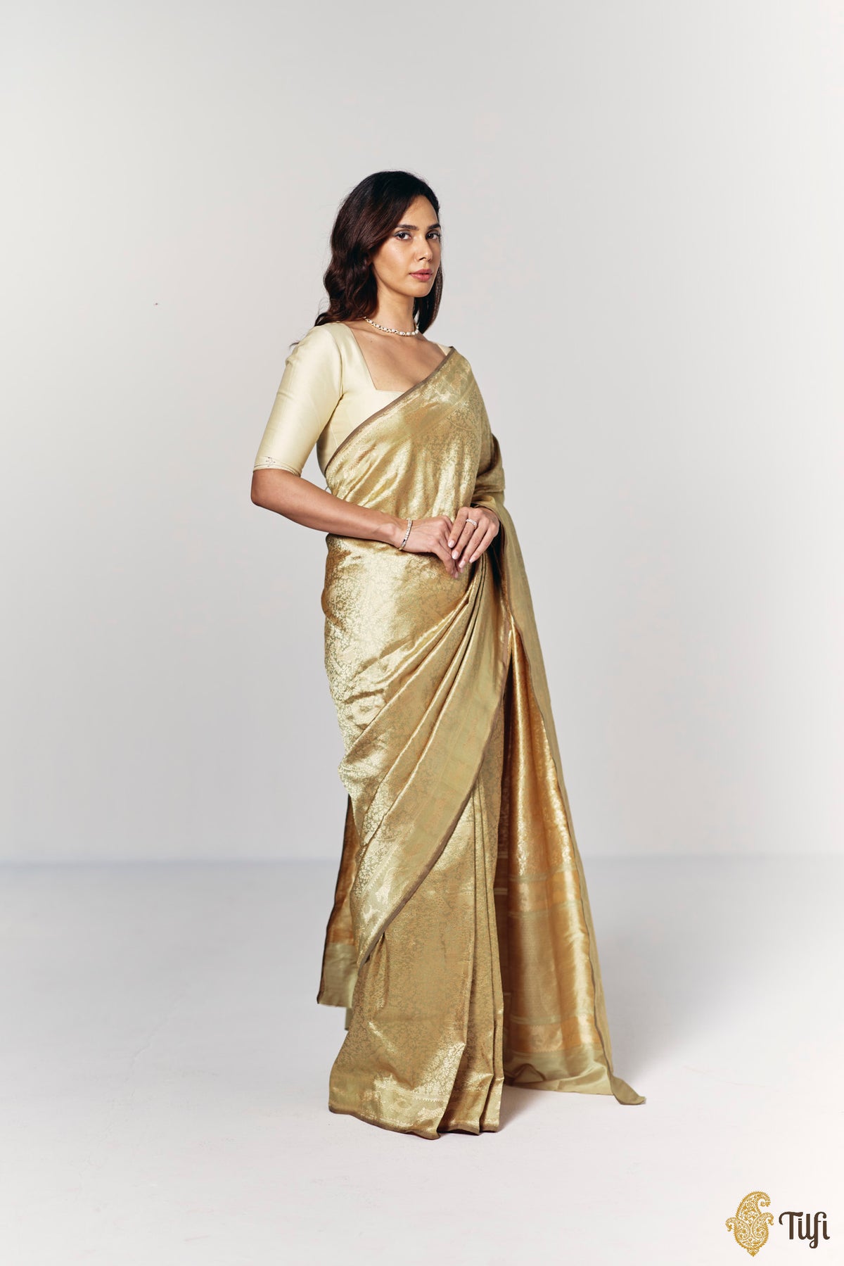 'Peacock on the Rampart' Light Green Pure Katan Silk Banarasi Handloom Saree