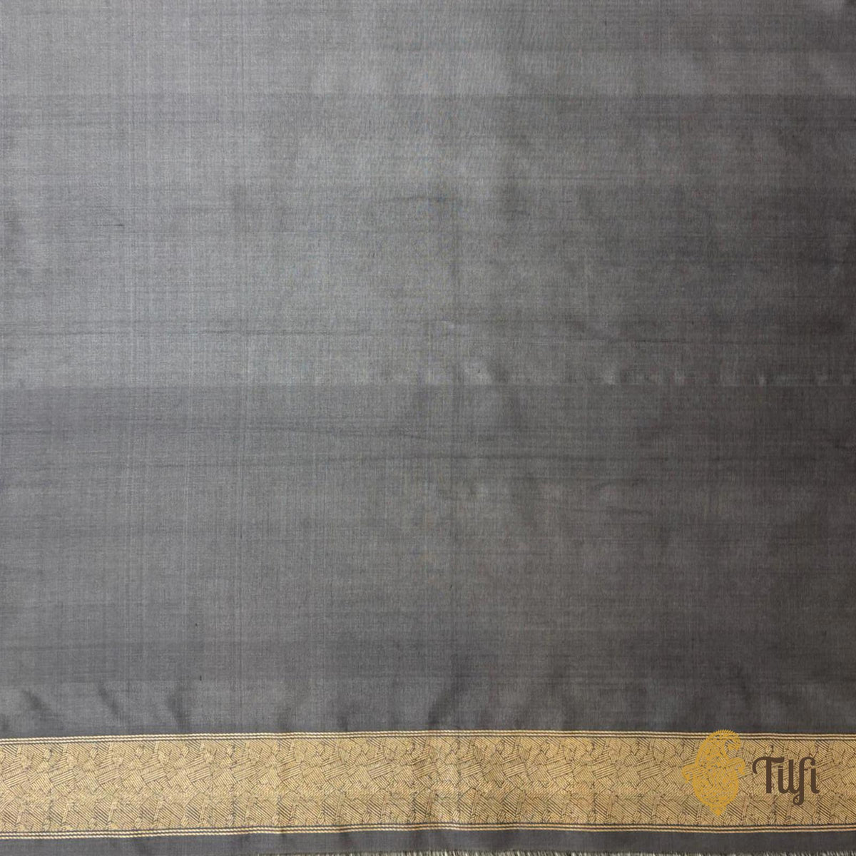 'Secrets of the Snow' Dark Grey Pure Katan Silk Banarasi Handloom Saree