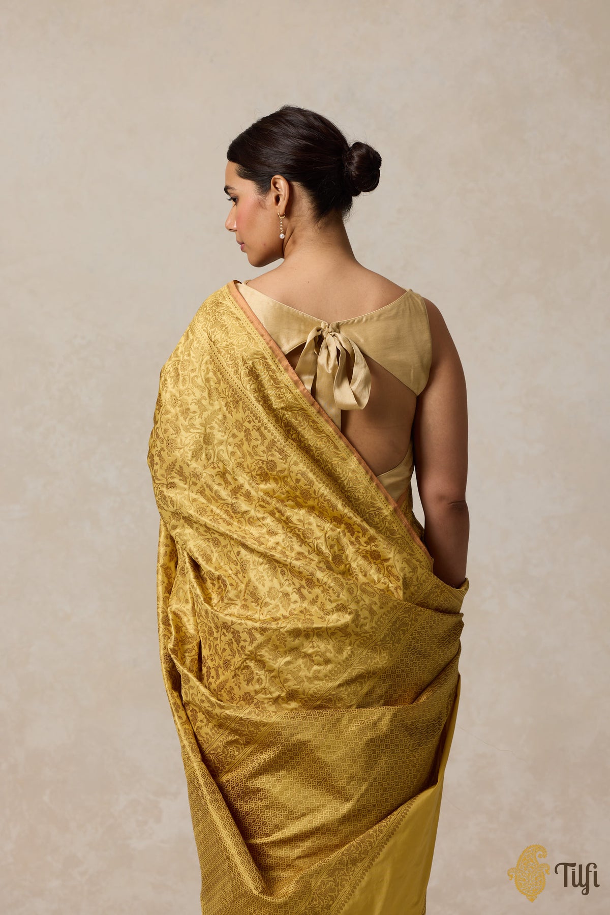 Pre-Order: Yellow Green Pure Katan Silk Banarasi Shikargah Handloom Saree