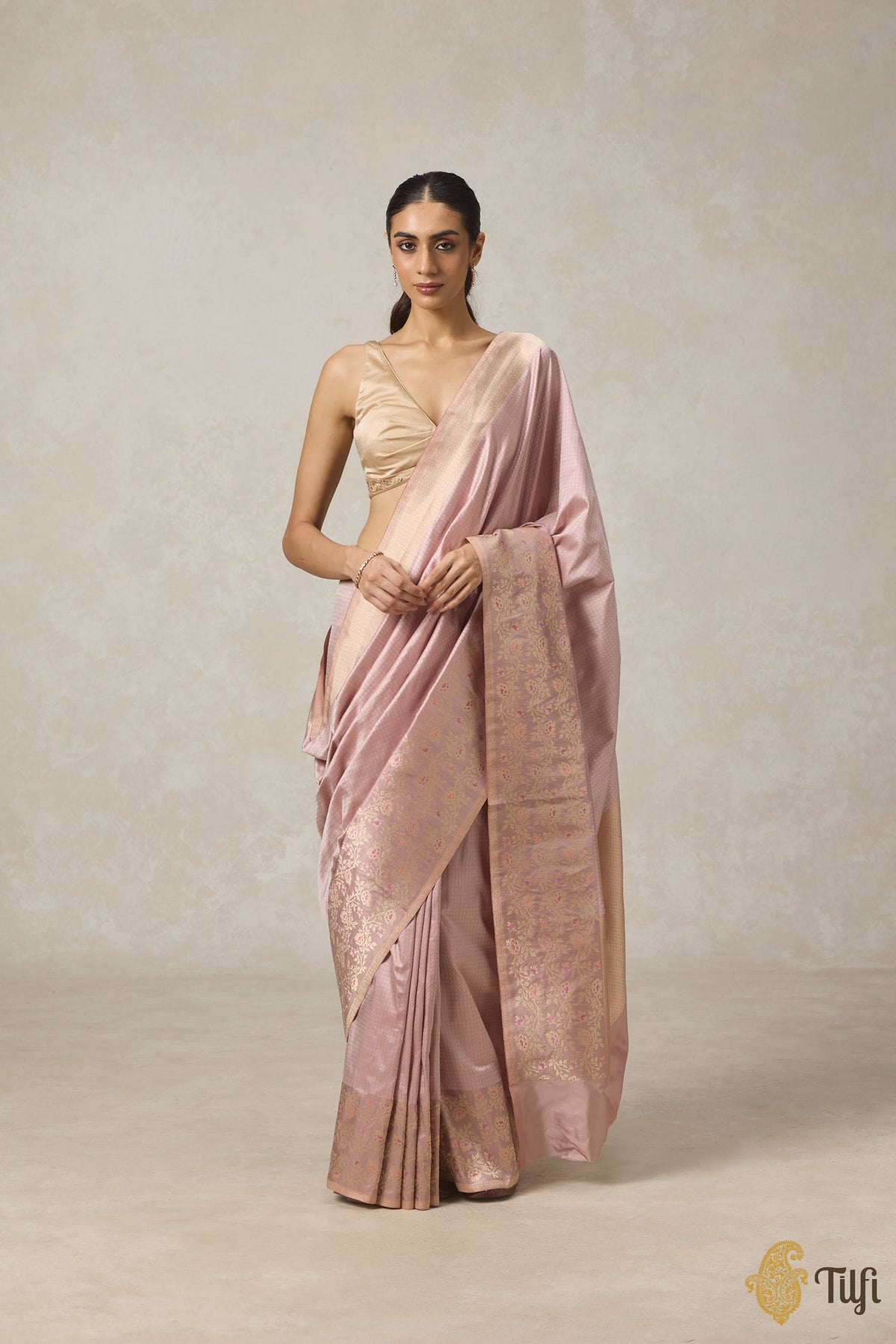 Light Pink Pure Katan Silk Banarasi Handloom Saree