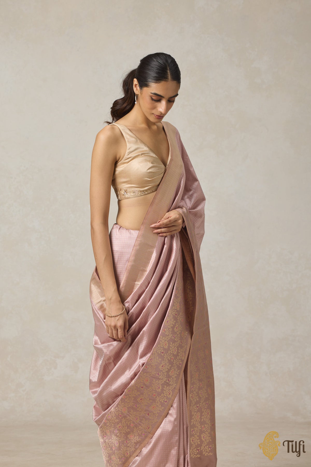 Light Pink Pure Katan Silk Banarasi Handloom Saree