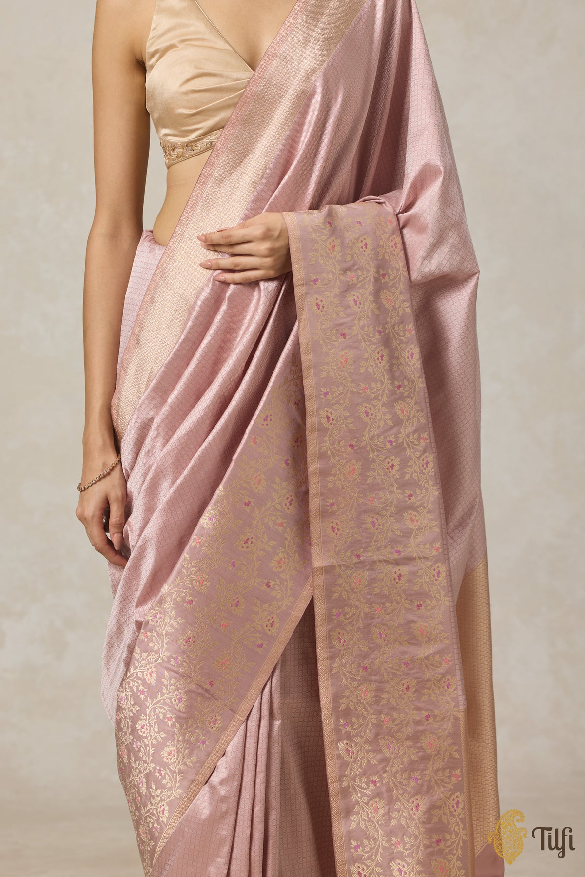 Light Pink Pure Katan Silk Banarasi Handloom Saree