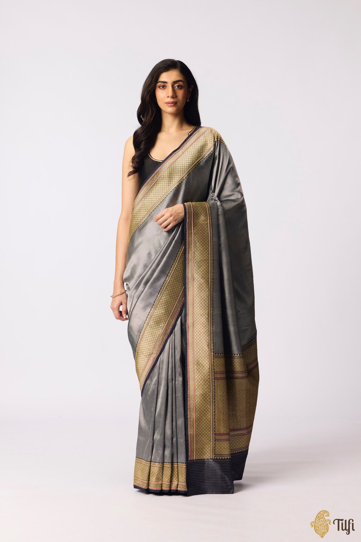 Navy Blue Pure Katan Silk Banarasi Handloom Saree