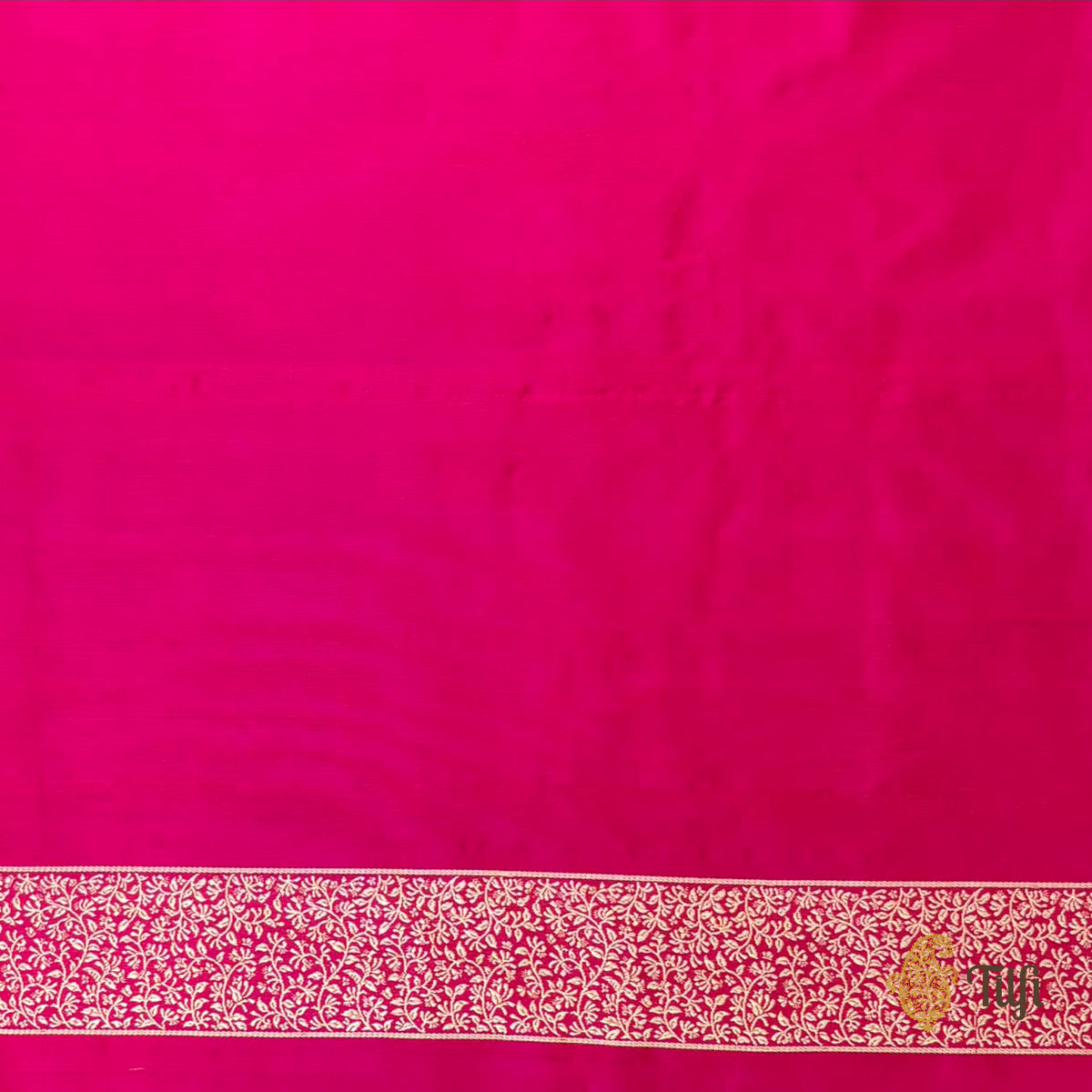 'Tiger's Respite' Orange-Pink Pure Katan Silk Banarasi Handloom Saree
