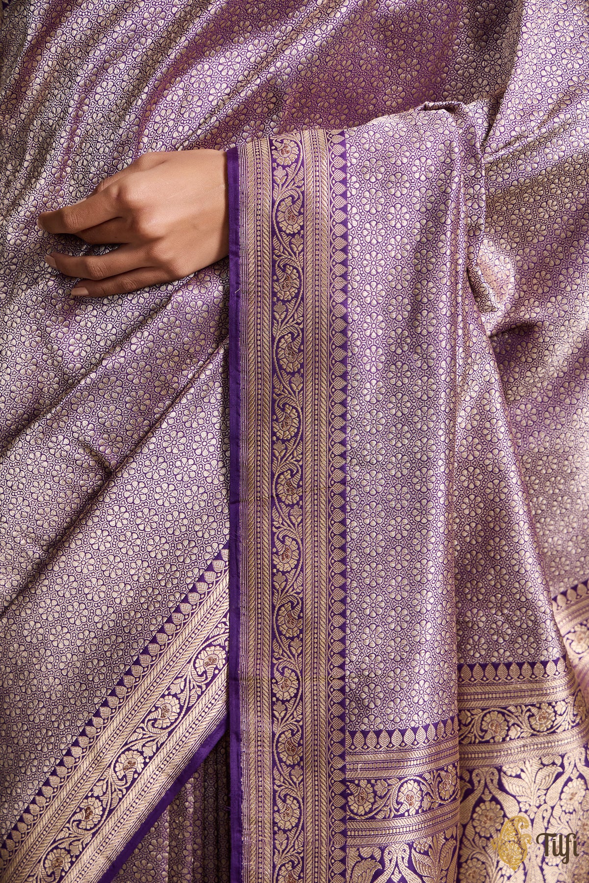 Purple Pure Katan Silk Banarasi Handloom Saree