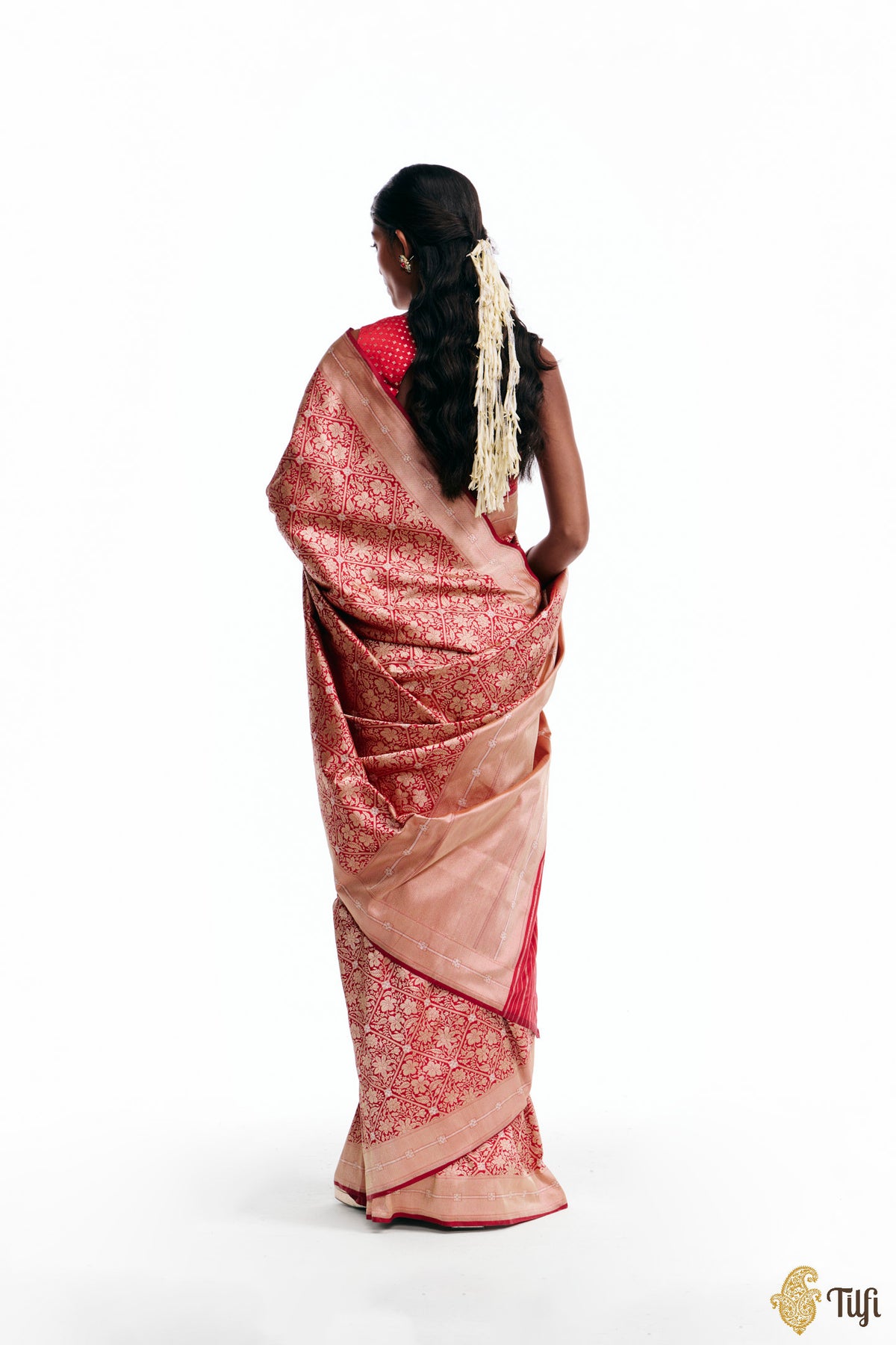 'Kalpana' Red Pure Katan Silk Banarasi Handloom Saree