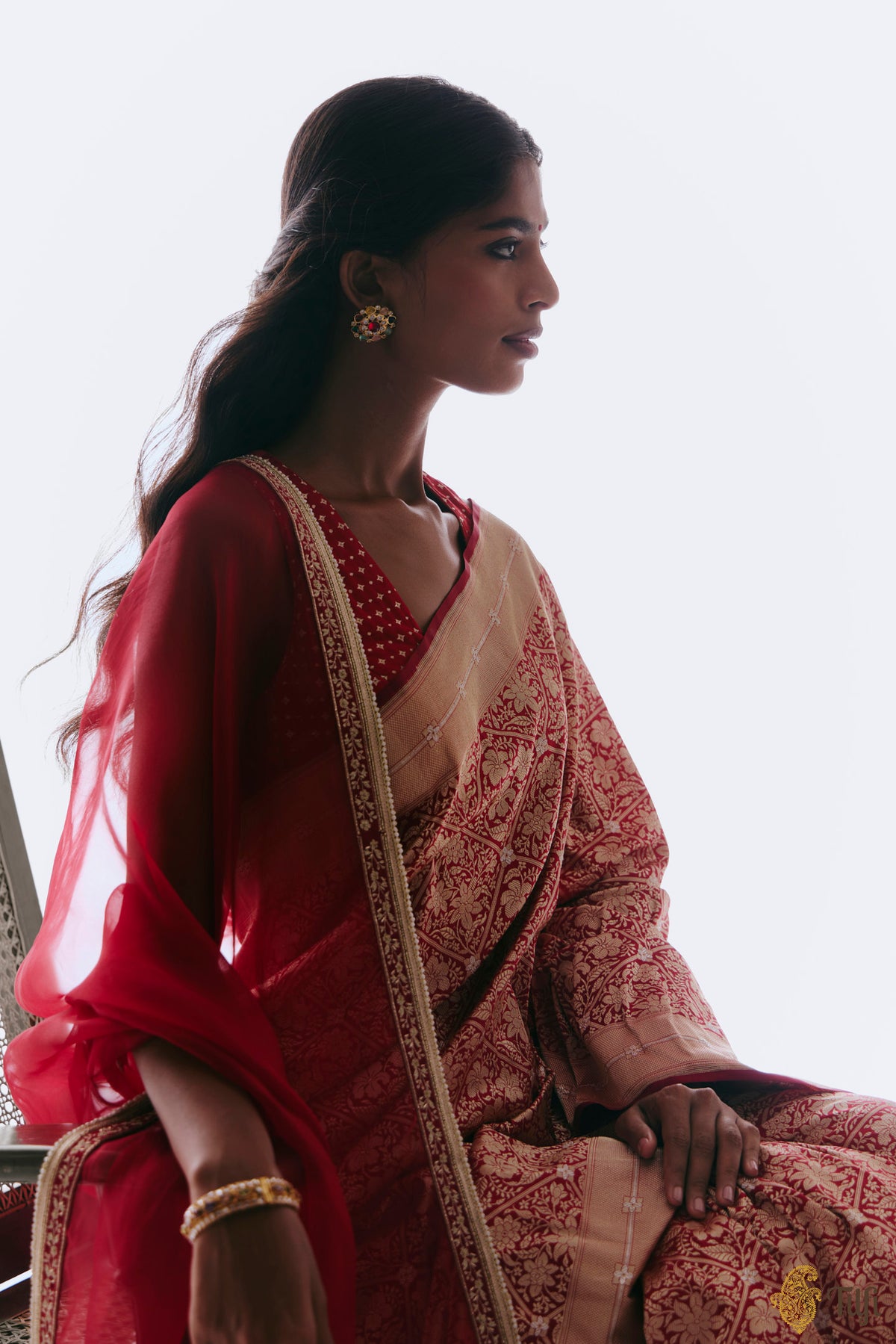 'Kalpana' Red Pure Katan Silk Banarasi Handloom Saree