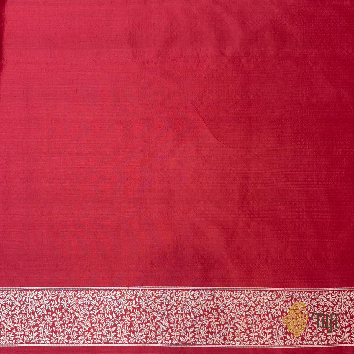 'Tiger's Respite' Red Pure Katan Silk Banarasi Handloom Saree