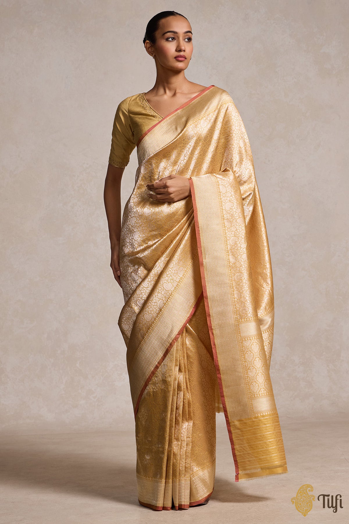 Mustard Yellow Pure Katan Silk Banarasi Handloom Saree