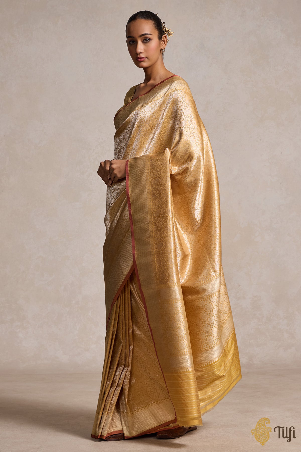 Mustard Yellow Pure Katan Silk Banarasi Handloom Saree