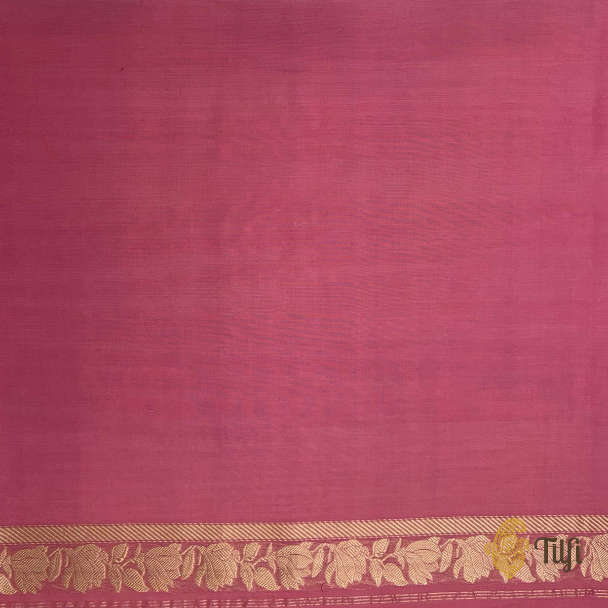 'Magnolias & Beetles' Pink Pure Kora by Cotton Banarasi Handloom Saree