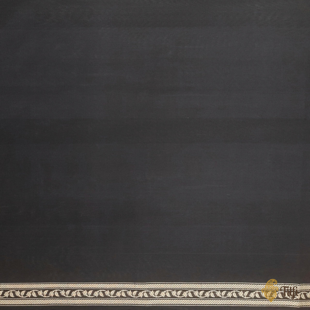 Pre-Order: 'Hummingbirds' Black Kora by Cotton Butterfly Gold Antique Zari Plain Saree