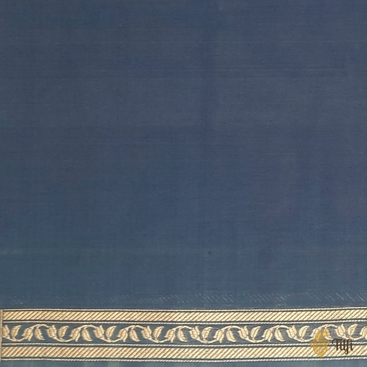 Pre-Order: 'Hummingbirds & Trumpet Creepers' Blue Pure Kora Silk by Cotton Banarasi Handloom Saree