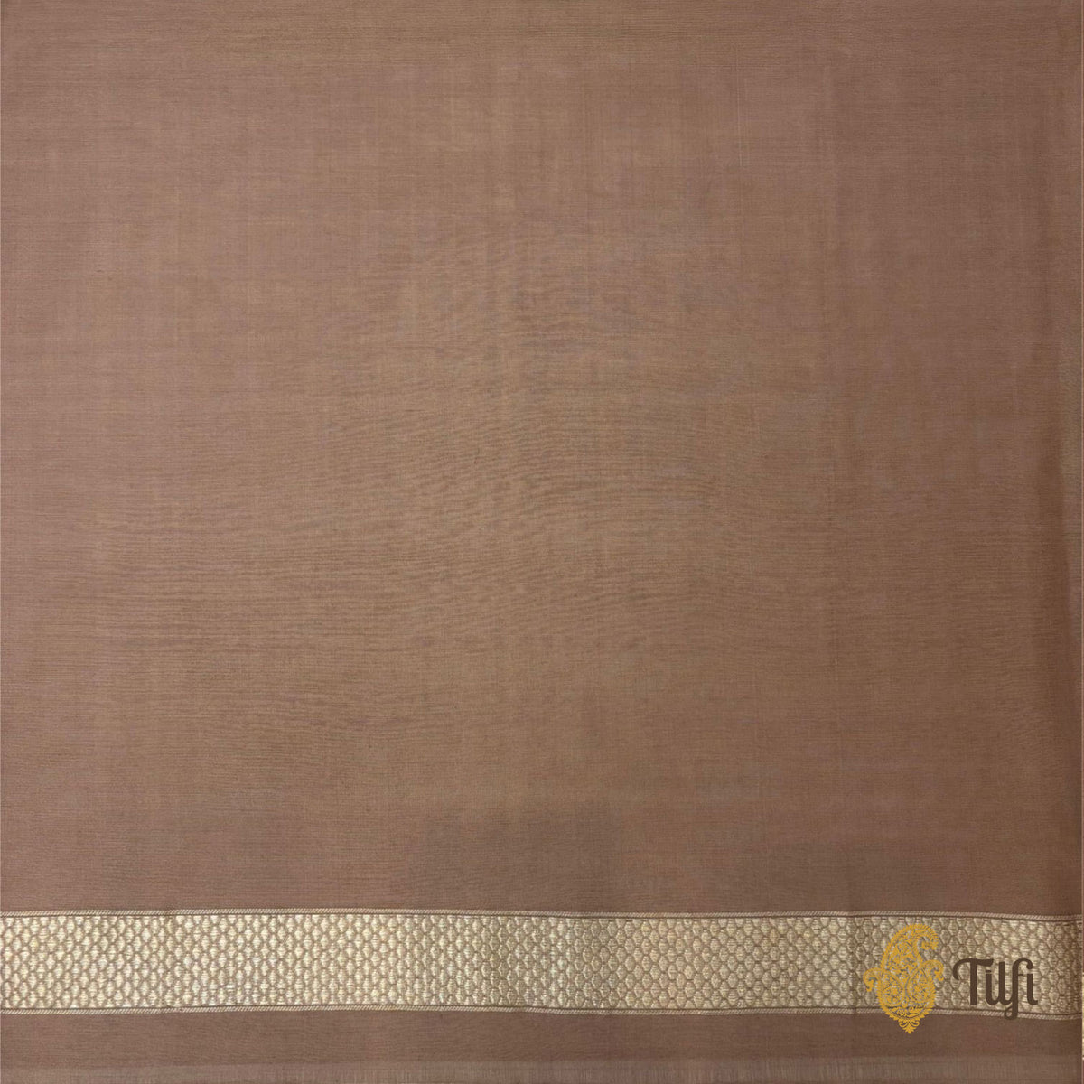 'Goldenrods & Bumblebees' Light Brown Pure Kora by Cotton Banarasi Handloom Saree