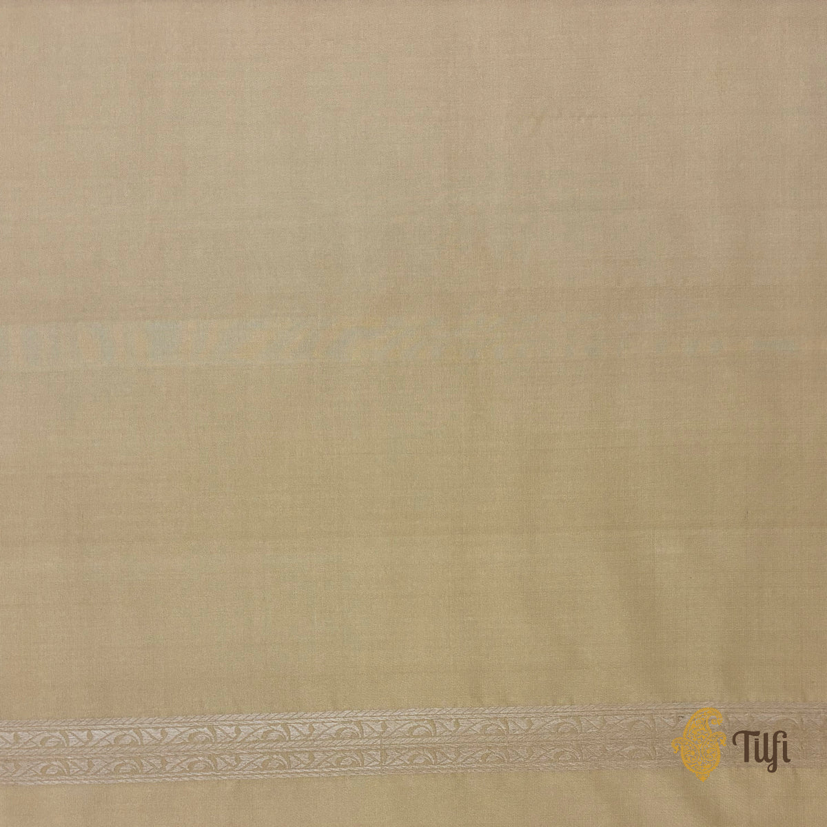 'Sienna' Beige-Black Pure Katan Gheecha Silk Banarasi Handloom Saree