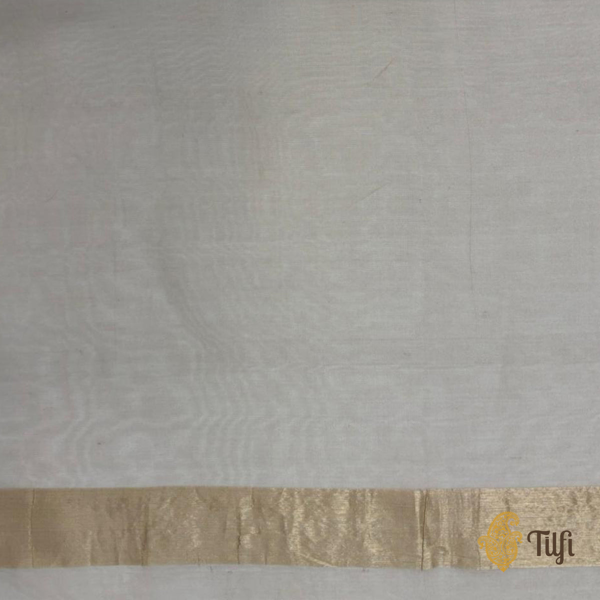 'A Cascade of Geraniums' Off-White Pure Kora Silk Net Banarasi Handloom Saree