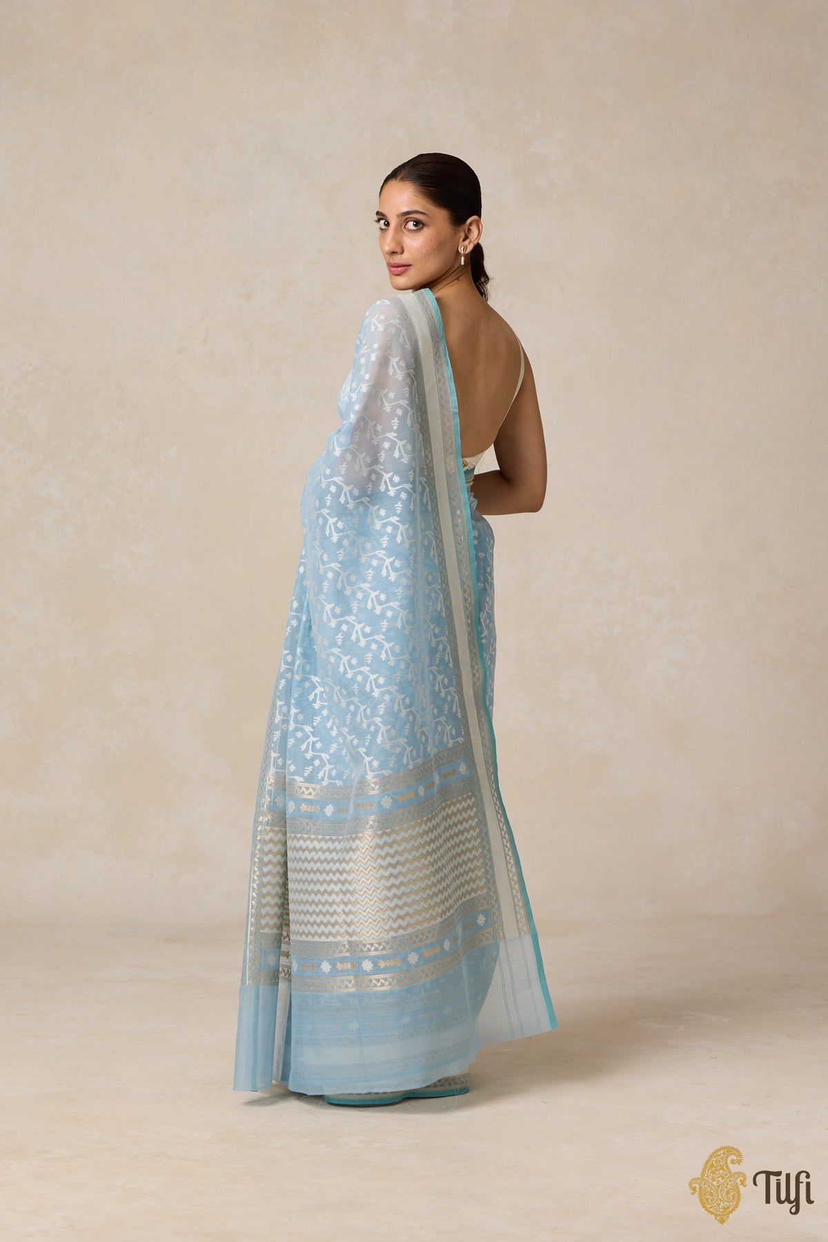 Pre-Order: Blue Pure Kora by Cotton Banarasi Handloom Saree