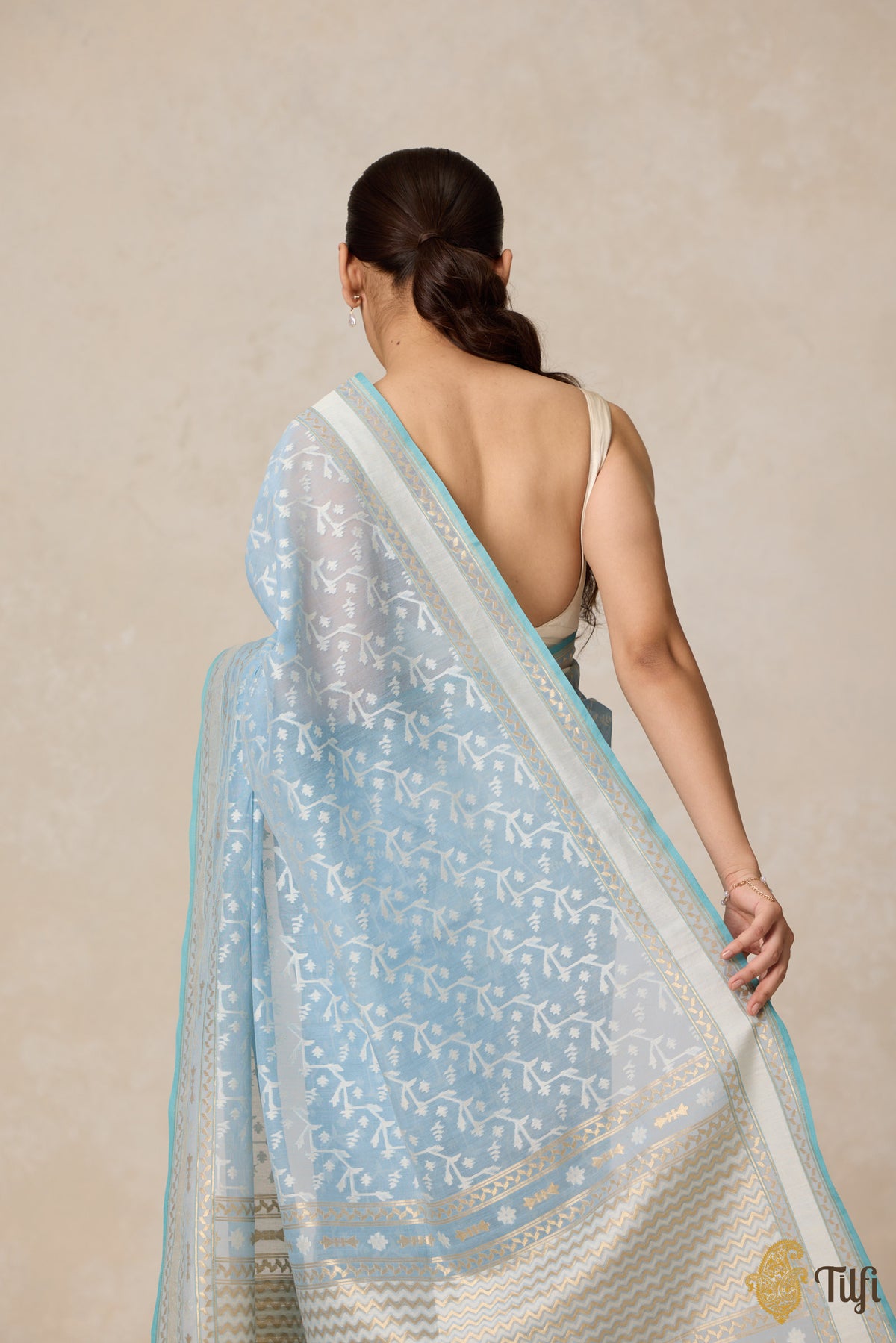 Pre-Order: Blue Pure Kora by Cotton Banarasi Handloom Saree