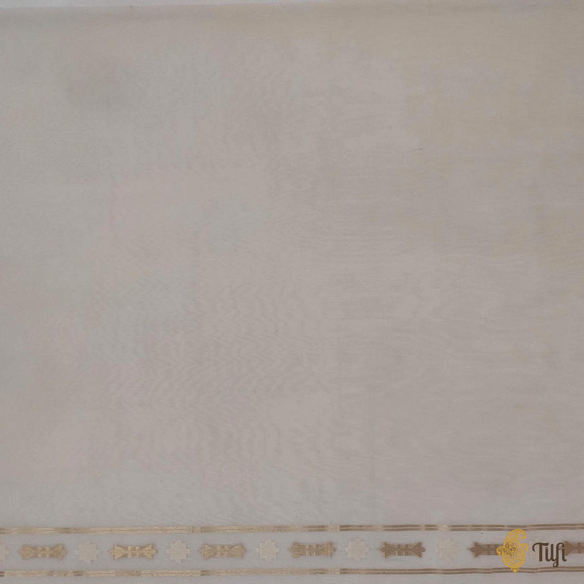 Cream Pure Kora by Cotton Banarasi Handloom Saree