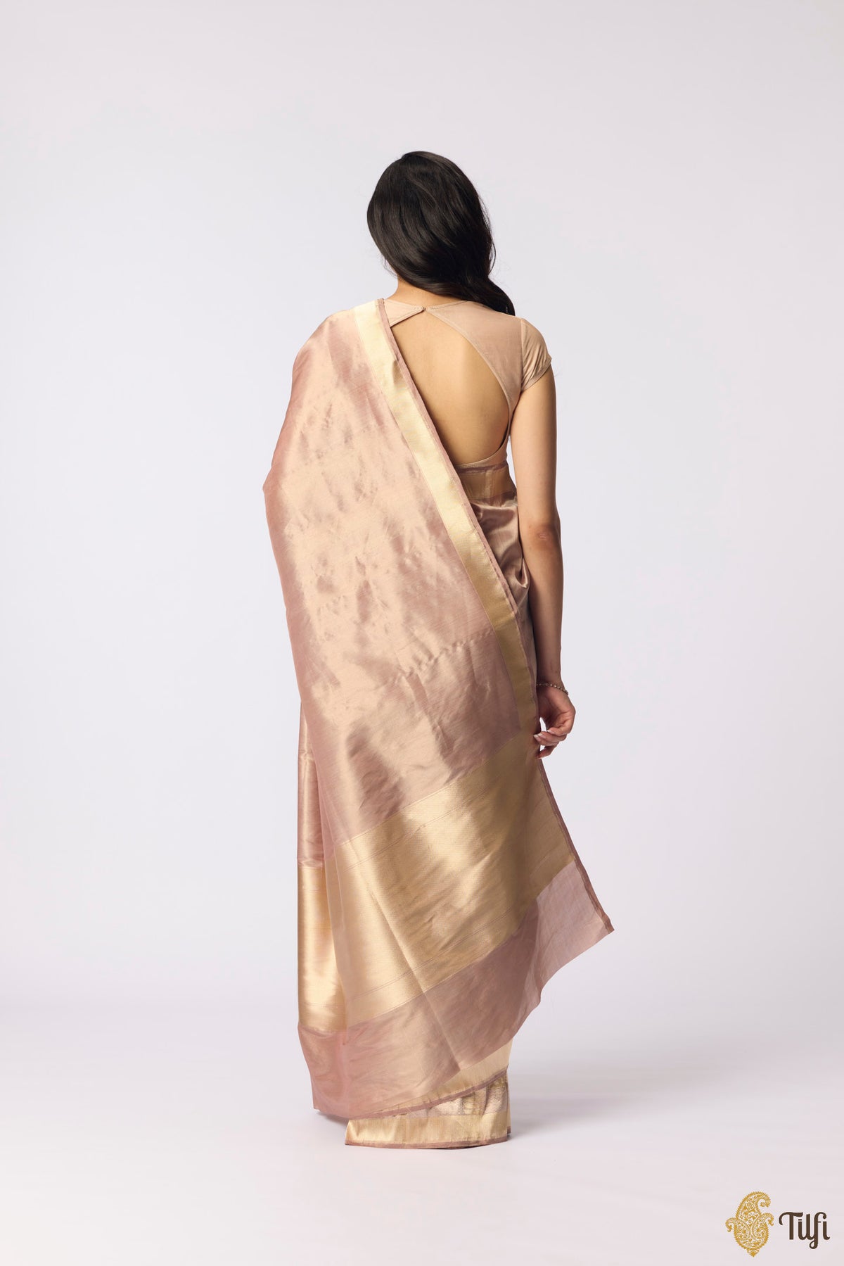Pre-Order: 'Kashi' Old Rose Pure Katan Silk Tissue Banarasi Handloom Saree