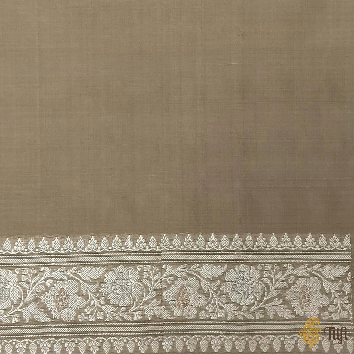 'Scattered Light' Earthy Beige Pure Kora Silk Georgette Banarasi Handloom Saree