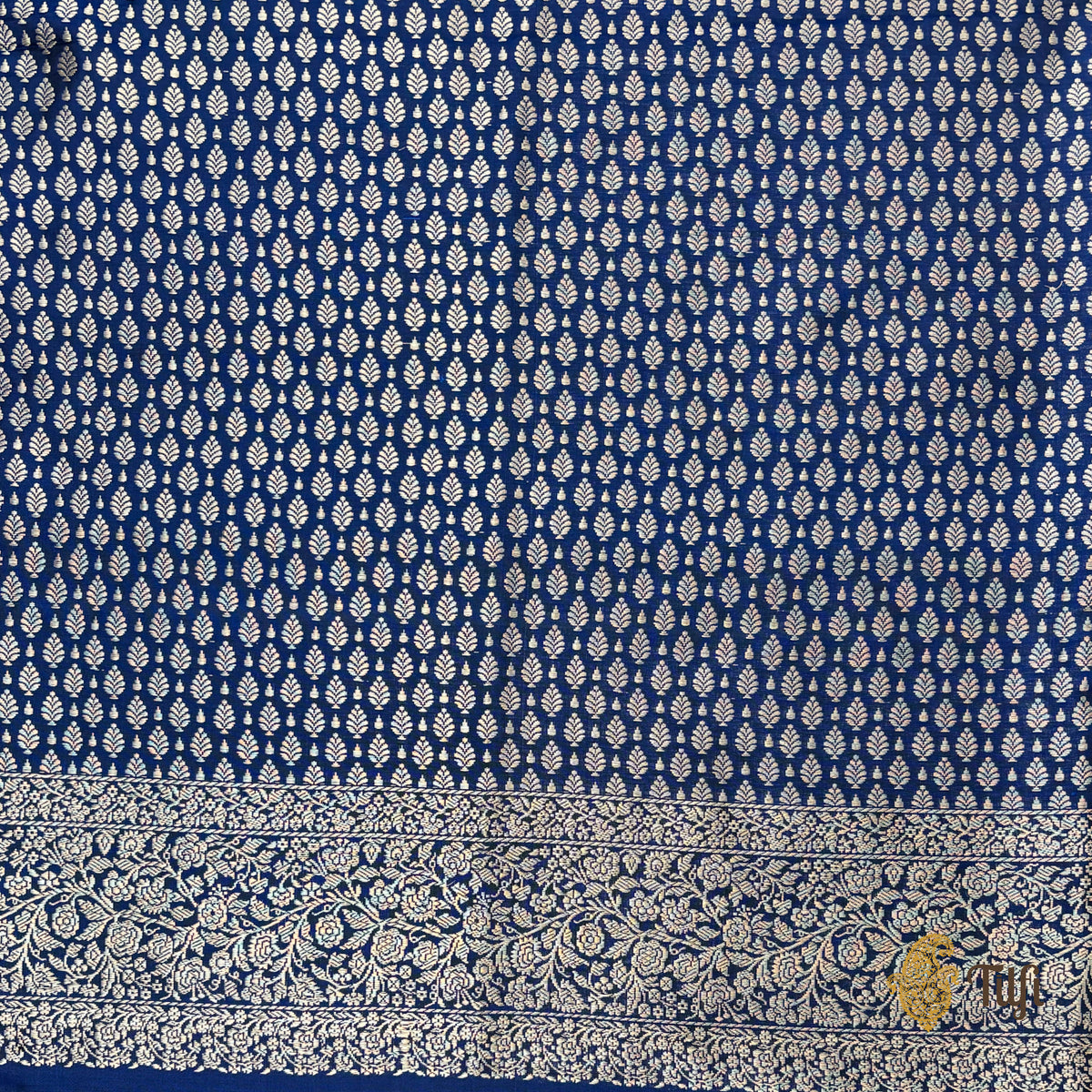 Midnight Blue Pure Katan Silk Banarasi Handloom Saree