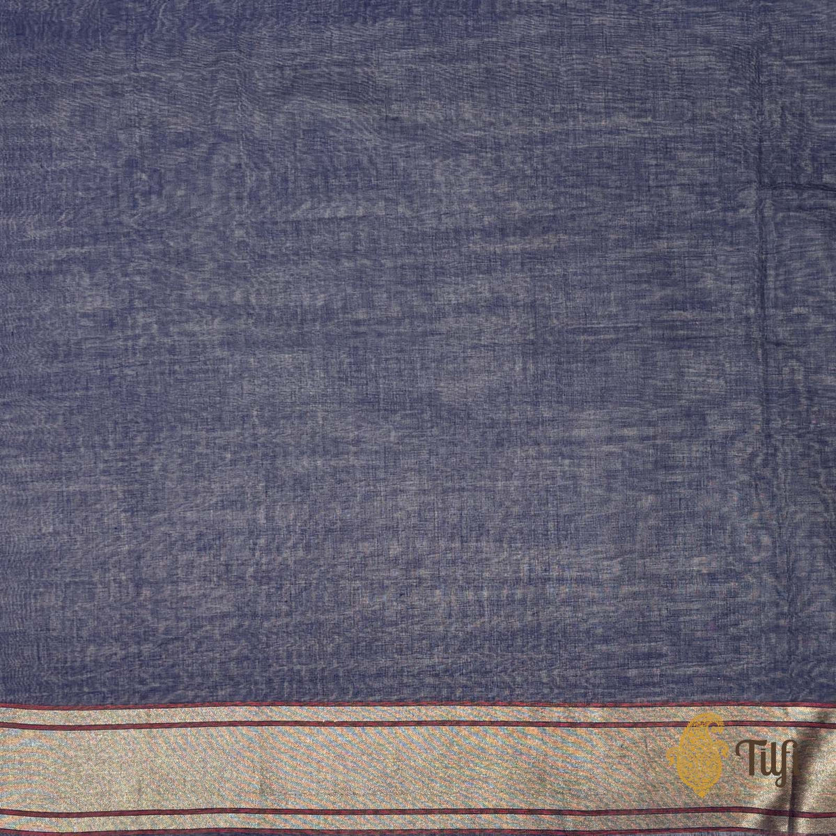 Navy Blue Pure Cotton Jamdani Real Zari Banarasi Handloom Saree