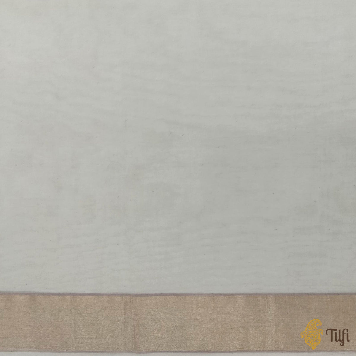 'Ziya' Off-White Pure Cotton Jamdani Real Zari Banarasi Handloom Saree